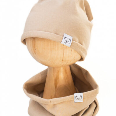 Čiapka s nákrčníkom bavlna, Little Bear, Baby Nellys, cappuccino
