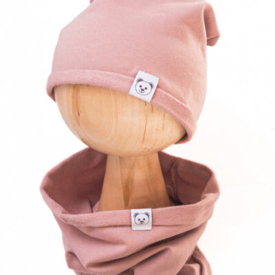 Čiapka s nákrčníkom bavlna, Little Bear, Baby Nellys, púdrová, veľ. 92/98