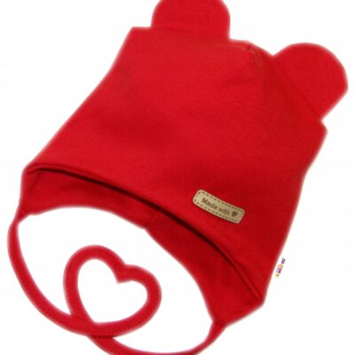 Čiapočka na zaväzovanie, bavlna, Little Teddy, Baby Nellys, červena, veľ. 74/80