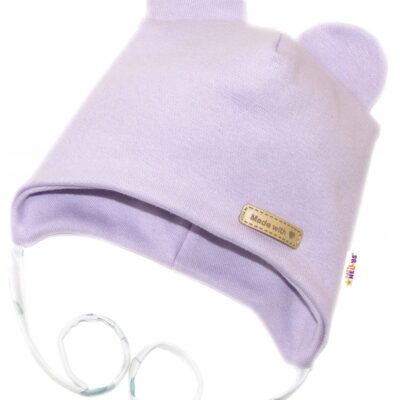 Čiapočka na zaväzovanie, bavlna, Little Teddy, Baby Nellys, liliová