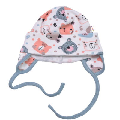 Čiapočka na zaväzovanie, bavlna, Space Bear, Baby Nellys, pastel mint, veľ. 62/68