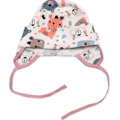 Čiapočka na zaväzovanie, bavlna, Space Bear, Baby Nellys, púdrová