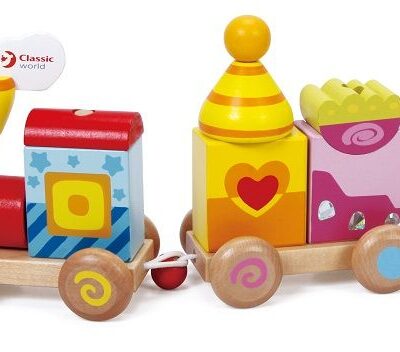 Classic World: Drevený vláčik na šnúrku (15ks)