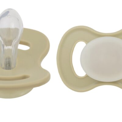 Cumlík, silikón, symetrický, nočný-svietiaci, 2ks, Lullaby Planet, 0-6m, oliva