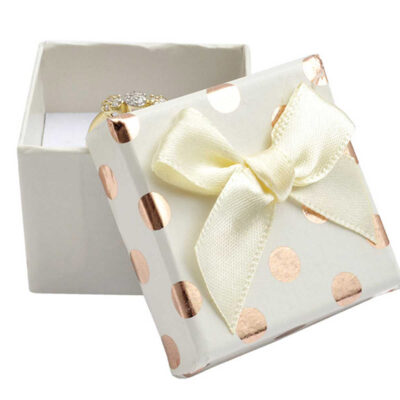 Darčeková krabička na šperky, krémová, zlaté bodky