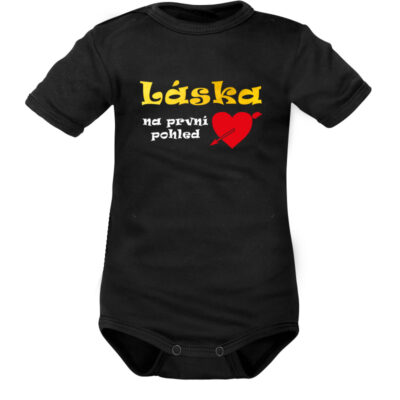 DEJNA Body krátký rukáv Láska na první pohled - čierne