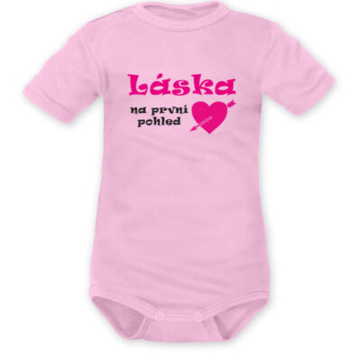 DEJNA Body krátký rukáv Láska na první pohled - rúžové