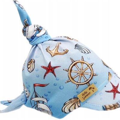 Detská bavlnená šatka so šiltom na zaväzovanie, Premium Baby Nellys, kormidlo