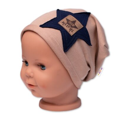Detská čiapka bavlna, Baby Star, Baby Nellys, cappuccino