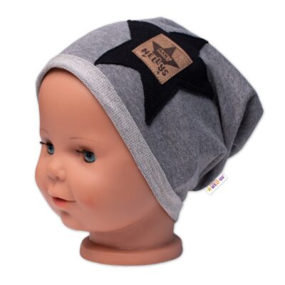 Detská čiapka bavlna, Baby Star, Baby Nellys, sivá