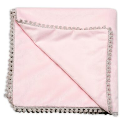 Detská deka Velvet - obojstranná s ozdobným lemovaním, Baby Nellys 100 x 75 cm, sv. ružová