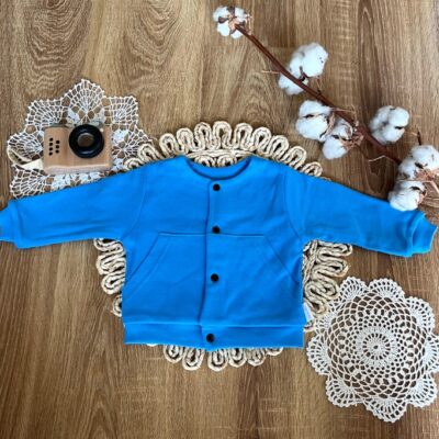 Detská dvojvrstvová mikina, bavlna, Mesto, Mamatti, modrá, veľ. 74