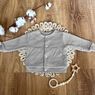 Detská dvojvrstvová mikina, bavlna, Mesto, Mamatti, sivá, vel. 74