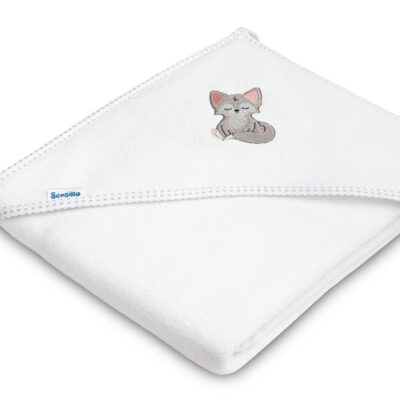 Detská froté osuška s kapucňou 100x100 cm - Vlk biely