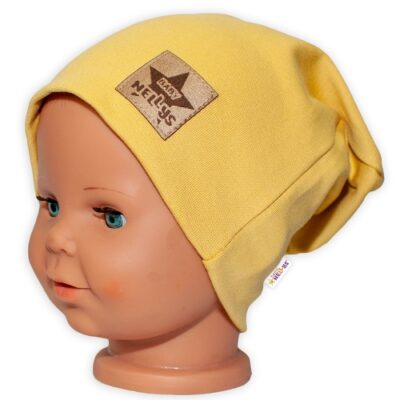 Detská funkčná čiapka s dvojitým lemom - horčicová