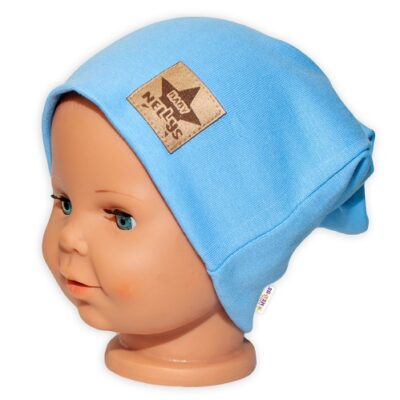 Detská funkčná čiapka s dvojitým lemom - sv. modrá, vel. 110