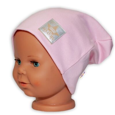 Detská funkčná čiapka s dvojitým lemom - sv. růžová, vel. 110