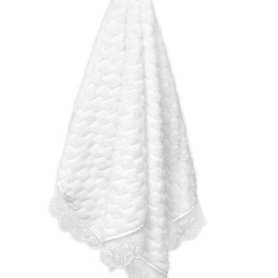 Detská luxusná deka s čipkou Angel, 90x80 cm, biela