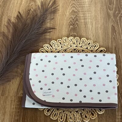 Detská obojstranná bavlnená deka, Mamatti 80 x 90 cm, Puntík, smotanová