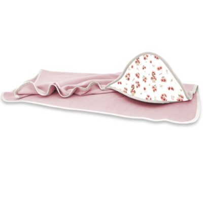 Detská osuška 100x100cm, froté bavlna, Kačičky - biela, púdrovo ružová