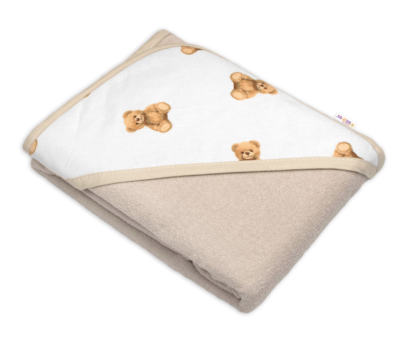 Detská osuška 100x100cm, froté bavlna, Míša - biela s potlačou