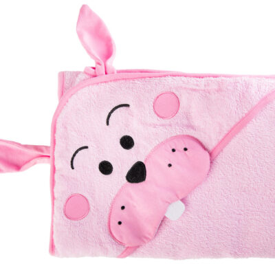 Detská osuška 100x100cm, froté bavlna, zajačik, ružová