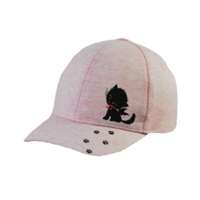 Detská šiltovka Baby Nellys, Mačička - ružový melírok, veľ. 80/86, obvod 42-46cm