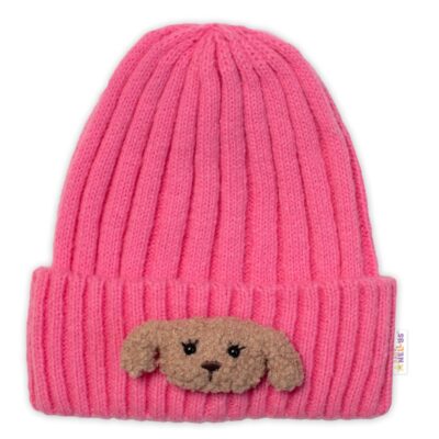 Detská zimná čiapka Bear, Baby Nellys - ružová, veľ. 48-54 cm