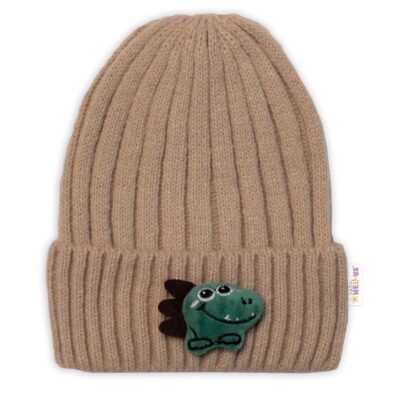 Detská zimná čiapka Dino, Baby Nellys - cappuccino, veľ. 48-54 cm