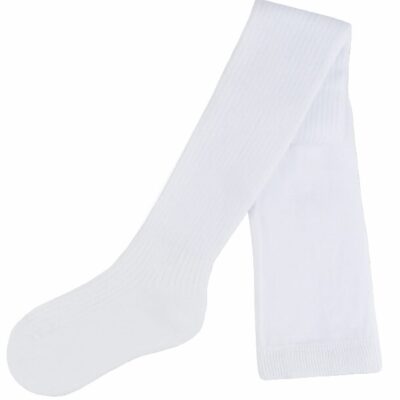 Detské bavlnené pančuchy rebrované, prúžok - biele, veľ. 68/74