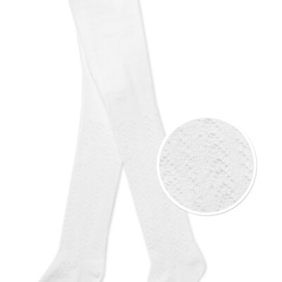 Detské bavlnené pančuchy so vzorom - biele, veľ. 92/98