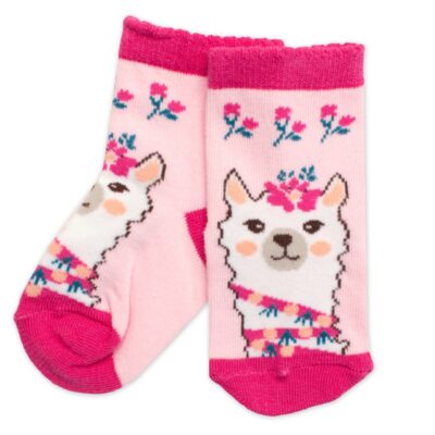 Detské bavlnené ponožky Lama - ružové