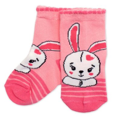 Detské bavlnené ponožky Zajačik - ružové