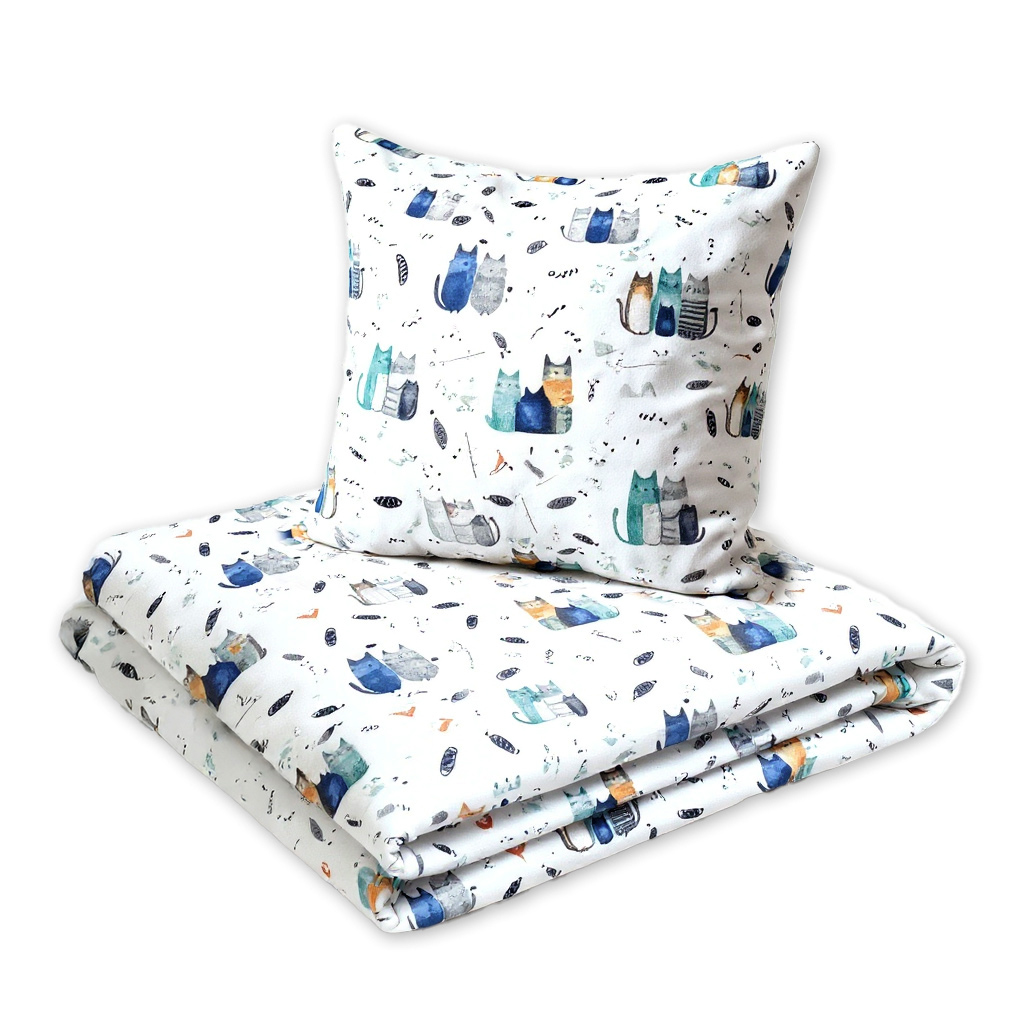 Detské obliečky, bavlna 2D 140x200/70x80 - Happy Cat