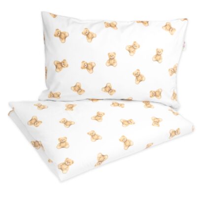 Detské obliečky, bavlna 2D 140x200/70x80 - Míša - biela s potlačou