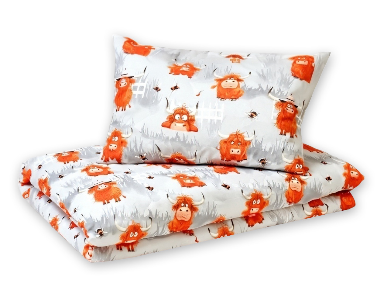 Detské obliečky, bavlna 2D 140x200/70x90 - Bizóny v šedej