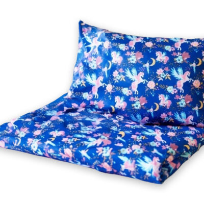 Detské obliečky, bavlna 2D 140x200/70x90 - Jednorožce v modrej