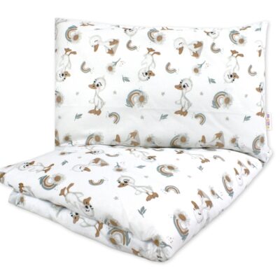 Detské obliečky, bavlna 2D 140x200/70x90 - Kačiatko, biele