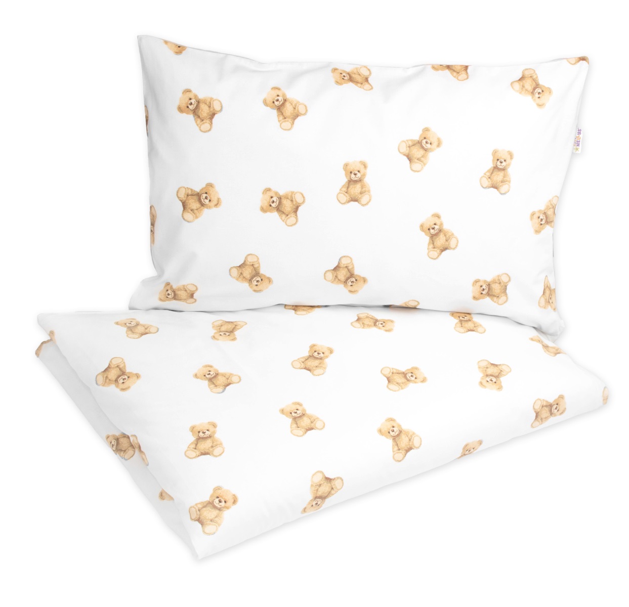 Detské obliečky, bavlna 2D 140x200/70x90 - Míša - biela s potlačou