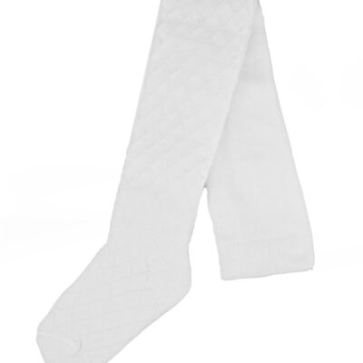 Detské pančuchy bavlna so žakárovým vzorom, biele, veľ. 92/98