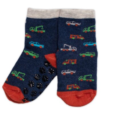 Detské ponožky s ABS Autá - granát, veľ. 27/30