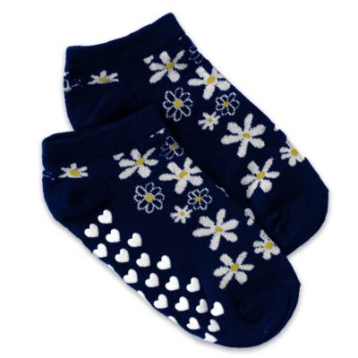 Detské ponožky s ABS Kvetinky, veľ. 27/30 - tm. modré