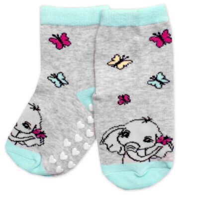 Detské ponožky s ABS Sloník - sivé, veľ. 27/30