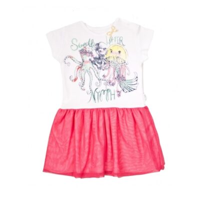 Detské šaty Nicol, Morská víla - červeno/biele, veľ. 122