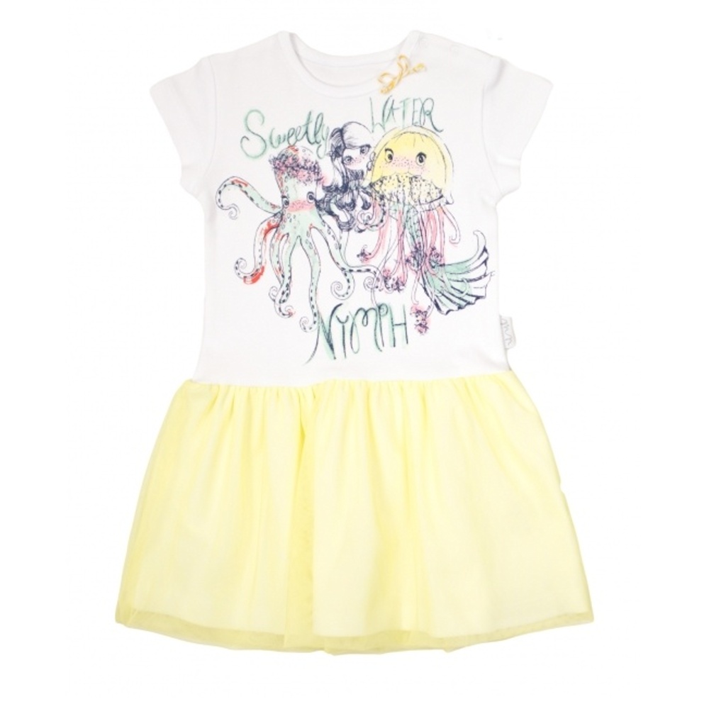 Detské šaty Nicol, Morská víla - žlto/biele, veľ. 116