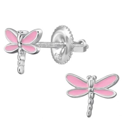 Detské strieborné náušničky Vážka, so skrutkovacou puzetou