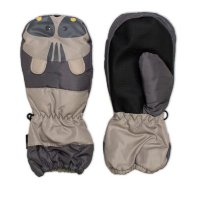 Detské zimné, nepremokavé palčiaky, Mýval, béžové/šedé, vel. 104/110, 14 cm