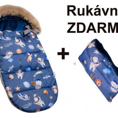 Detský fusak maxi PREMIUM Kosmos, sivo/modrý 110x50cm + rukávník zadarmo