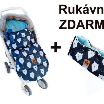 Detský fusak maxi PREMIUM Winter bear, granátový, 110x50cm + rukávník zadarmo