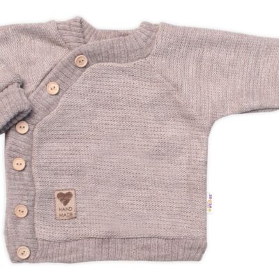 Detský pletený svetrík s gombíkmi, zap. bokom, Handmade Baby Nellys, béžový, veľ. 68/74